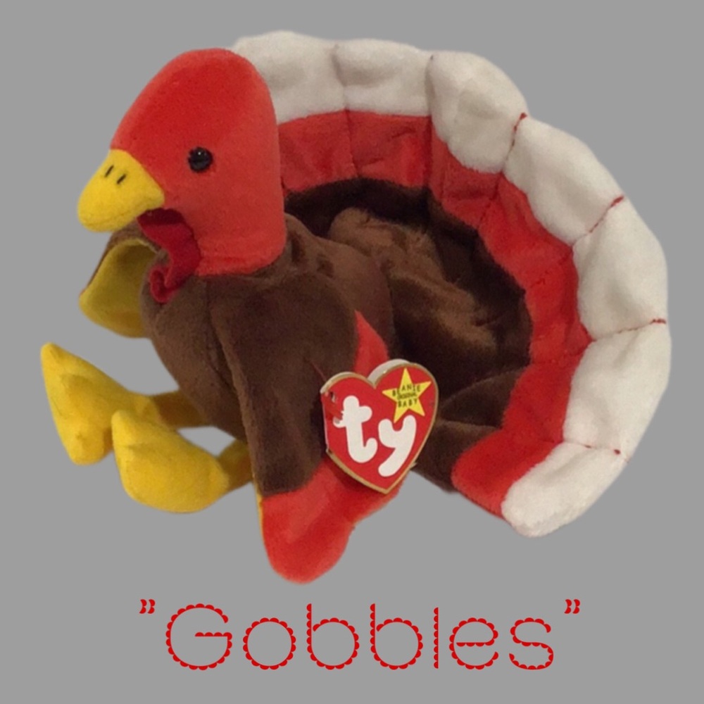 Ty Original Beanie Baby, Gobbles the Turkey, DOB: November 27, 1996, Vintage